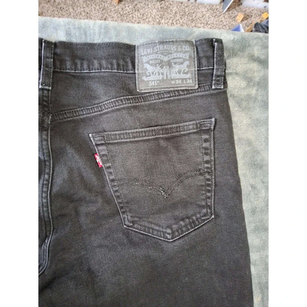 Levi Strauss Co WaterLess Mens Charcoal Black Straight Leg Denim Jeans 34x34 541